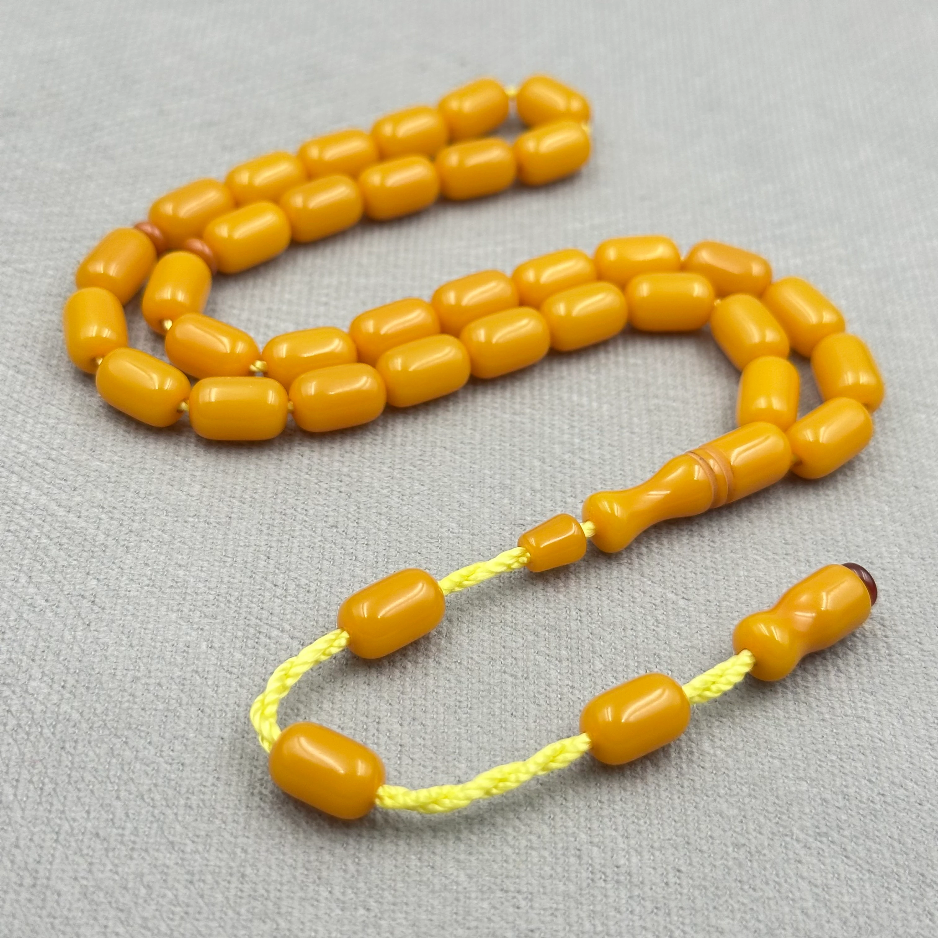 Hardal Sarısı Düz Ton Kapsül Kesim Sıkma Kehribar Tespih